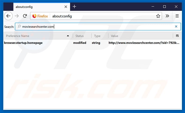 Removing moviesearchcenter.com from Mozilla Firefox default search engine
