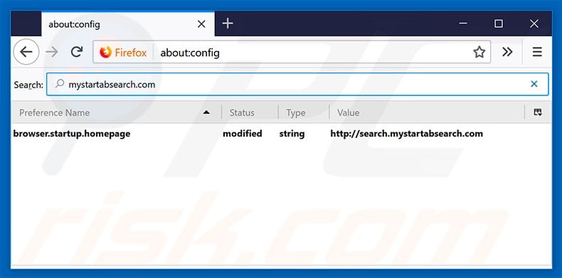 Removing search.mystartabsearch.com from Mozilla Firefox default search engine