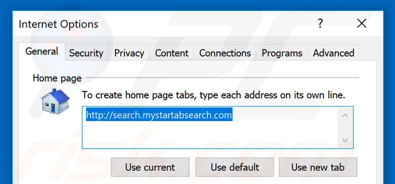 Removing search.mystartabsearch.com from Internet Explorer homepage