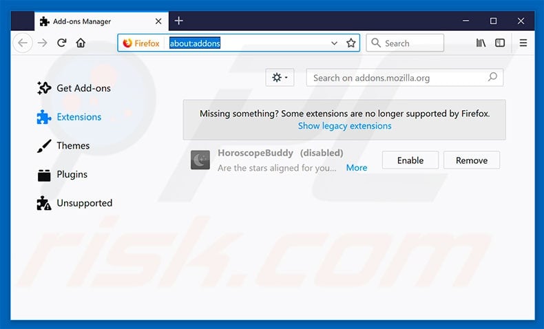 Removing NativeDesktopMediaService ads from Mozilla Firefox step 2