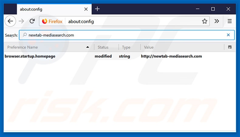 Removing newtab-mediasearch.com from Mozilla Firefox default search engine