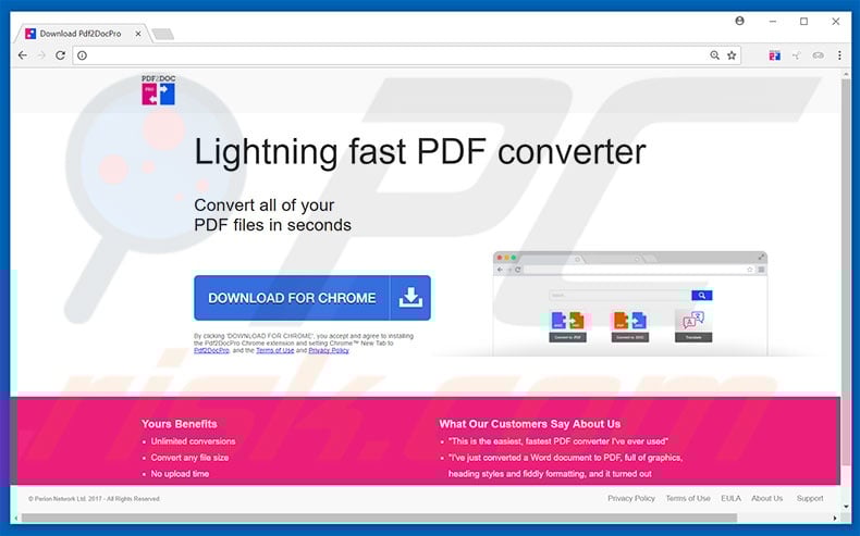 Website used to promote Pdf2DocPro browser hijacker