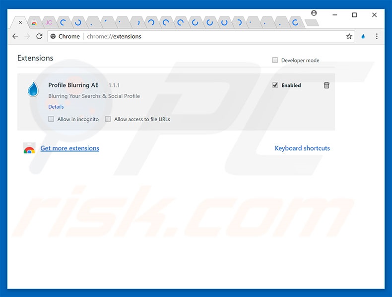 Removing ProfileBlurrer ads from Google Chrome step 2