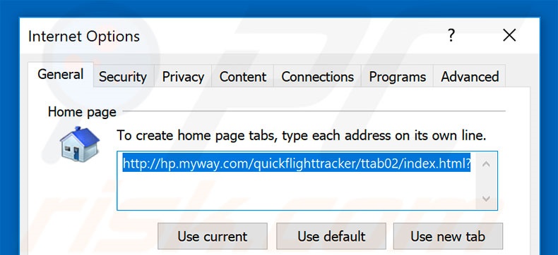 Removing hp.myway.com from Internet Explorer homepage