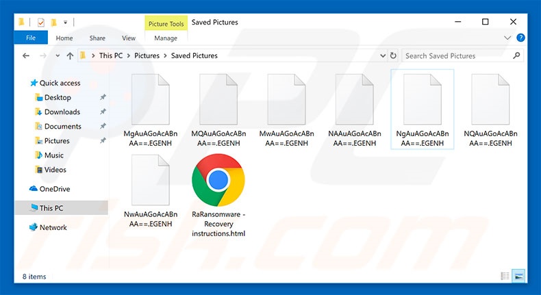 Files encrypted by RaRansomware