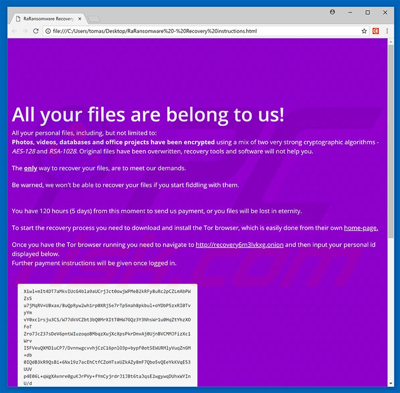 RaRansomware decrypt instructions