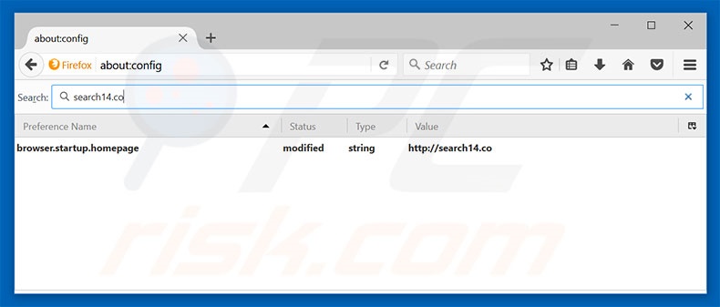 Removing search14.co from Mozilla Firefox default search engine