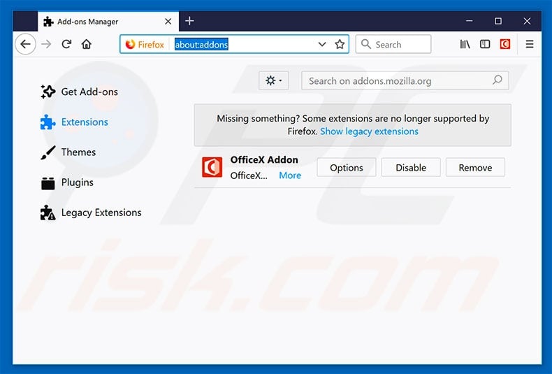 Removing search25.co related Mozilla Firefox extensions