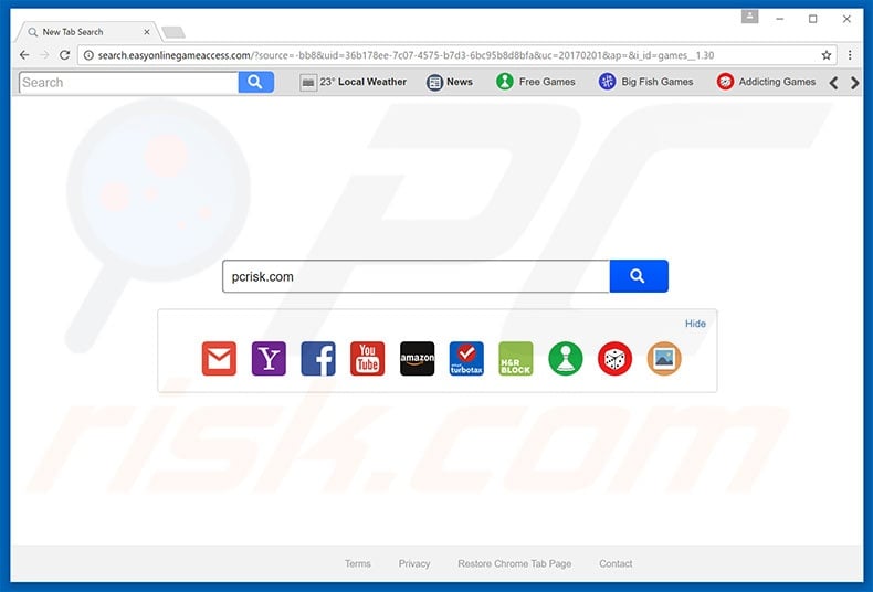 search.easyonlinegameaccess.com browser hijacker