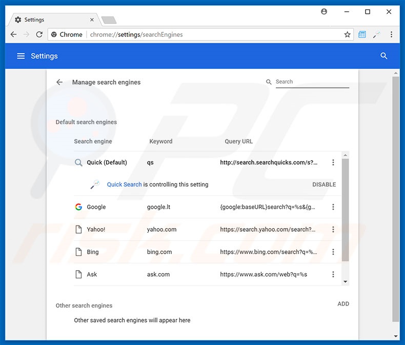 Removing search.hclassifiedlist.net from Google Chrome default search engine
