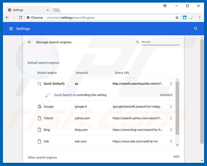 Removing search.searchm3p.com from Google Chrome default search engine