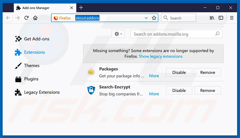 Removing search.searchm3p.com related Mozilla Firefox extensions