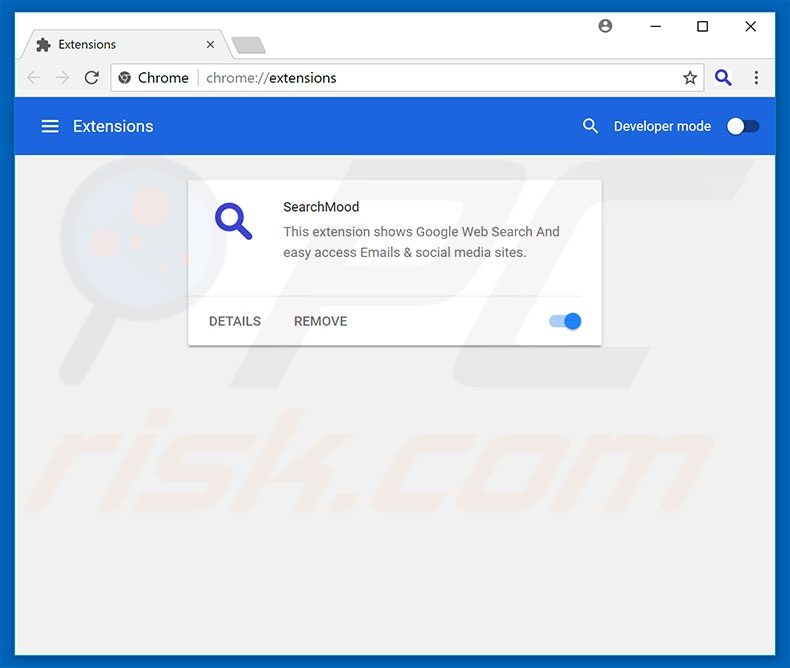 Removing search.searchmood.com related Google Chrome extensions