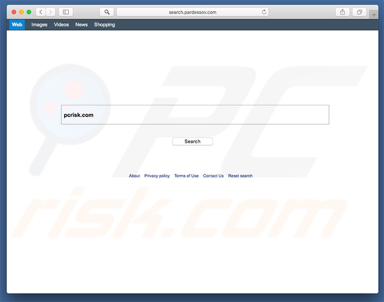 search.pardessov.com browser hijacker on a Mac computer