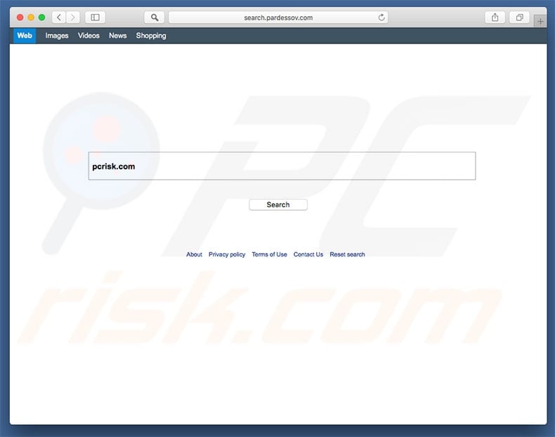 search.pardessov.com browser hijacker on a Mac computer