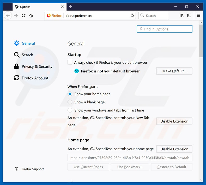 Removing search.searchpcst2.com from Mozilla Firefox homepage