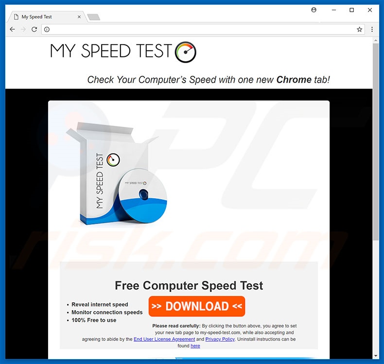 Website used to promote My Speed Test browser hijacker