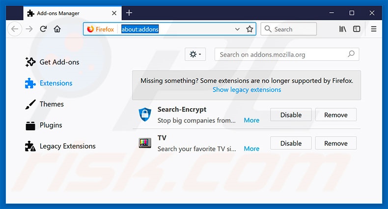 Removing search.searchwmtn2.com related Mozilla Firefox extensions