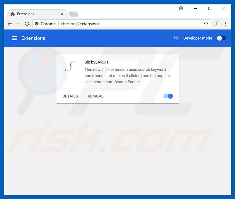 Removing slicksearch.com related Google Chrome extensions