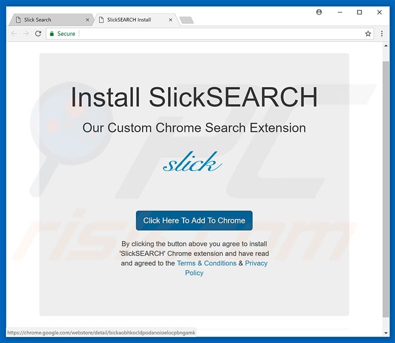 Website used to promote SlickSEARCH browser hijacker