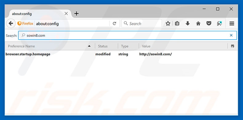 Removing sowin8.com from Mozilla Firefox default search engine