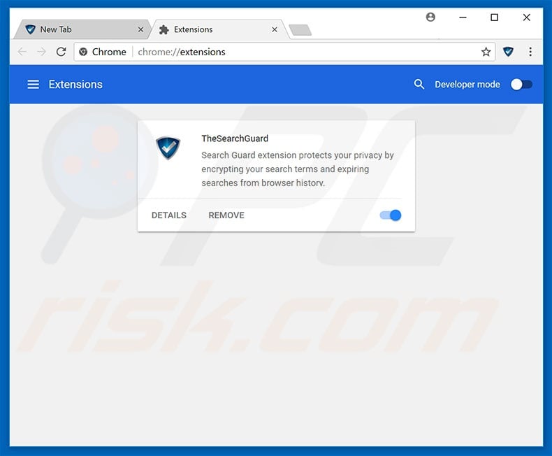 Removing thesearchguard.com related Google Chrome extensions