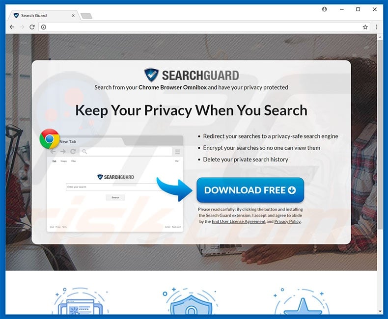 Website used to promote TheSearchGuard browser hijacker