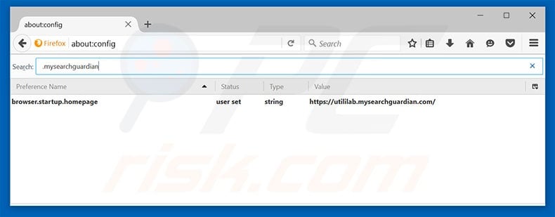 Removing utililab.mysearchguardian.com from Mozilla Firefox default search engine