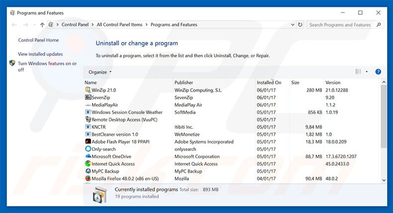 utililab.mysearchguardian.com browser hijacker uninstall via Control Panel