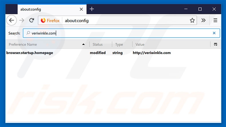 Removing veriwrinkle.com from Mozilla Firefox default search engine