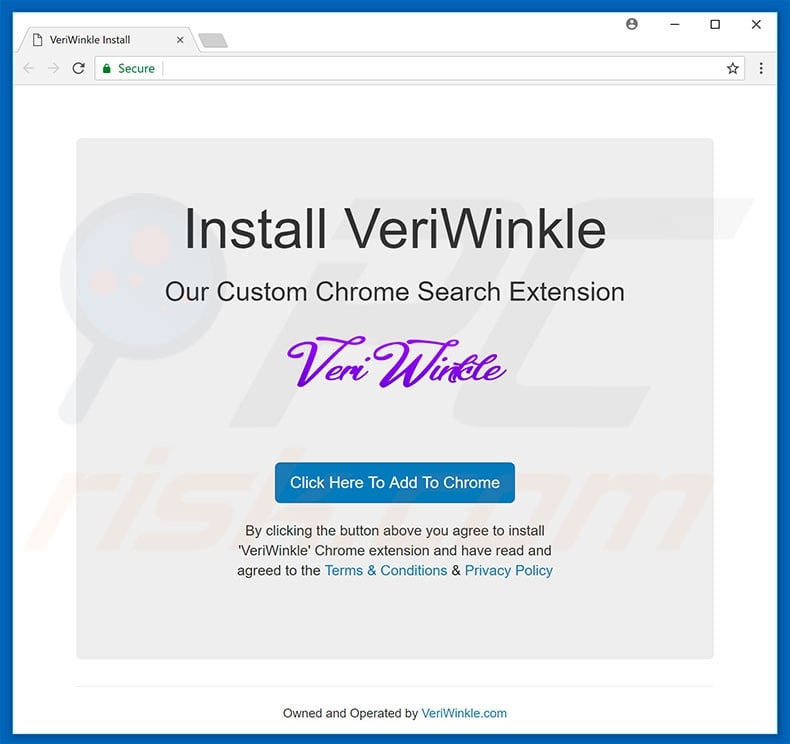 Website used to promote VeriWrinkle browser hijacker