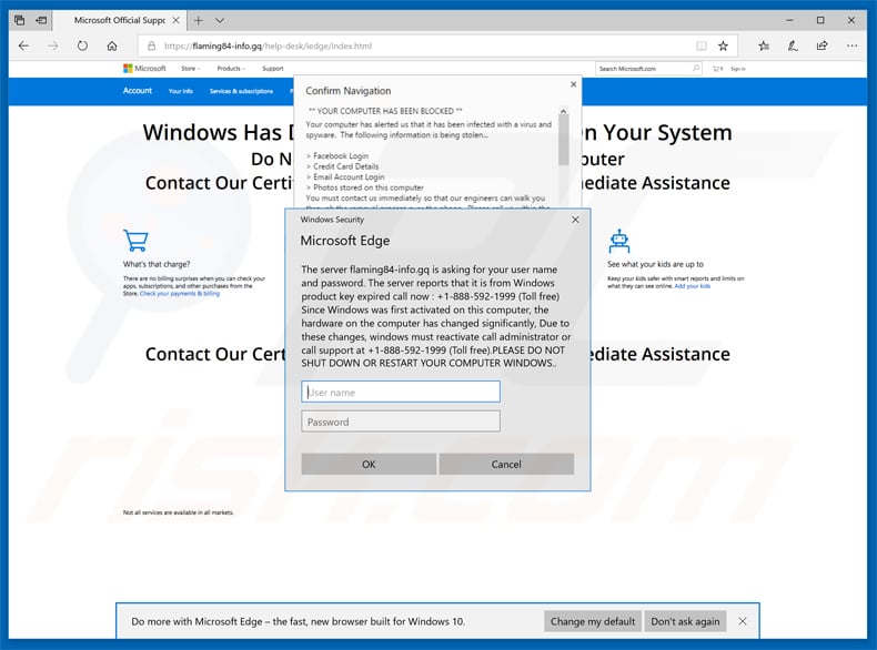 windows product key has expired pop-up scam variant 2