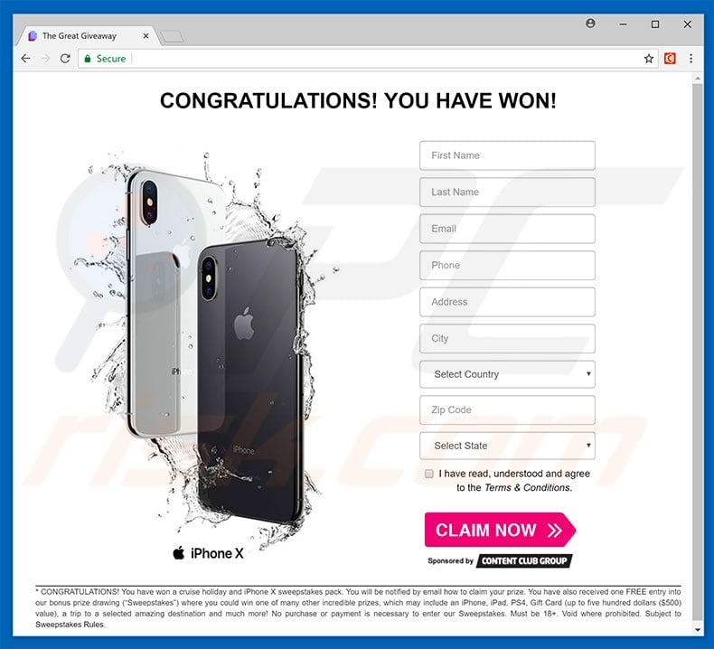 You Are Our Winner Today enter information