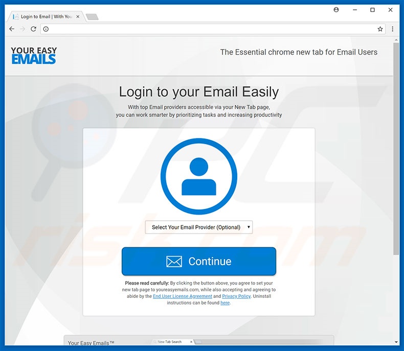 Website used to promote Your Easy Email browser hijacker