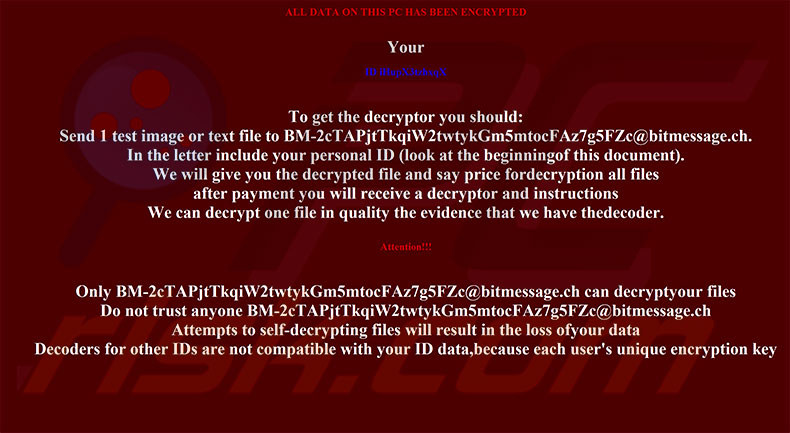 BadNews ransomware ransom note (How To Decode Files.hta)