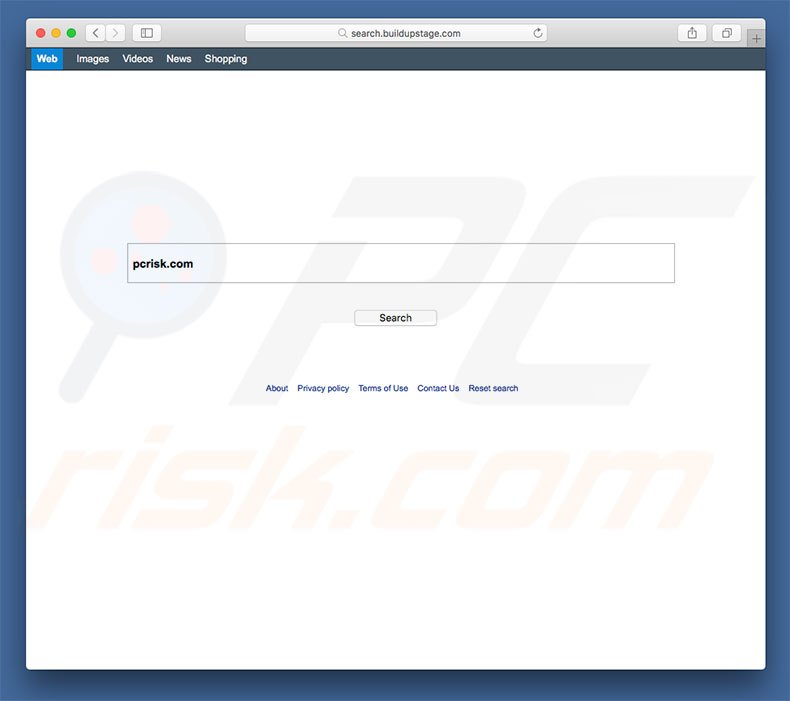 search.buildupstage.com browser hijacker on a Mac computer