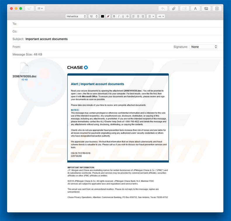 Chase Bank Important Account Documents malware