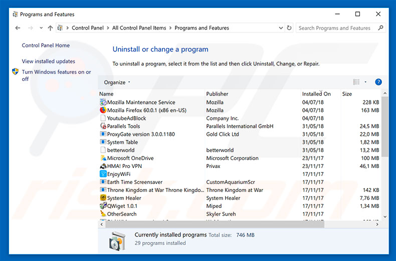 click.new-posts.support adware uninstall via Control Panel