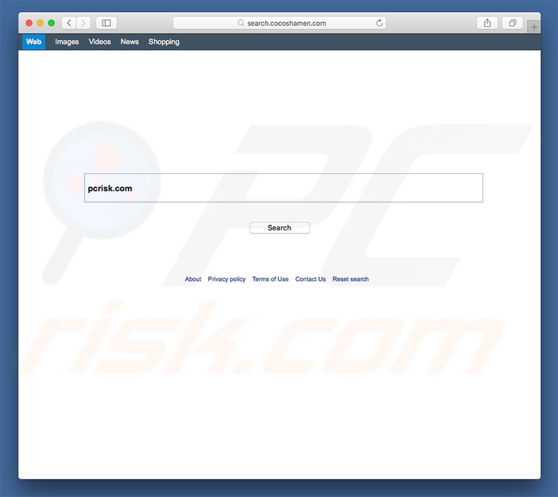 search.cocoshamen.com browser hijacker on a Mac computer