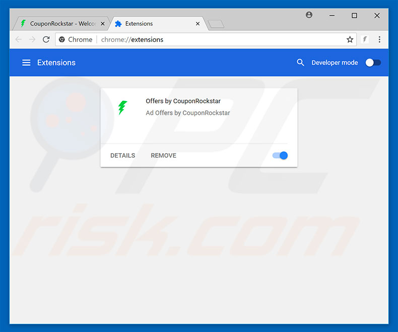 Removing CouponRockstar ads from Google Chrome step 2