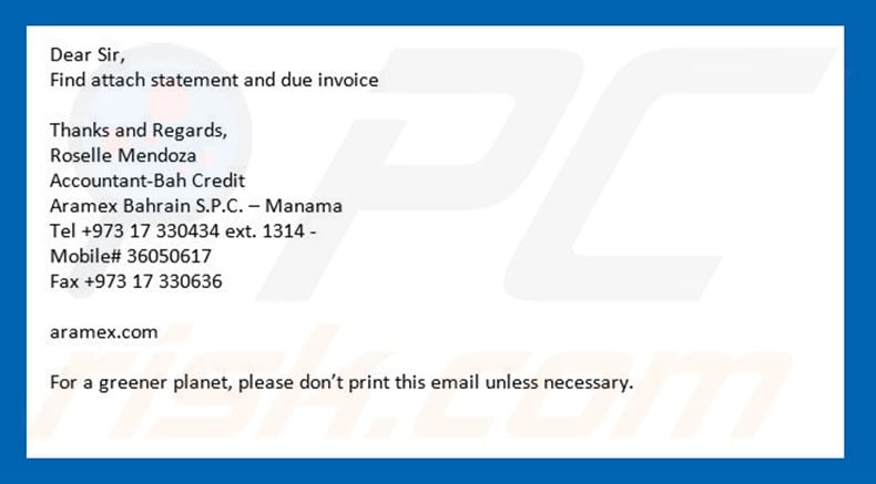 Expired Invoices Email Virus malware