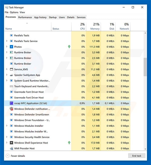 Hancitor trojan in windows task manager