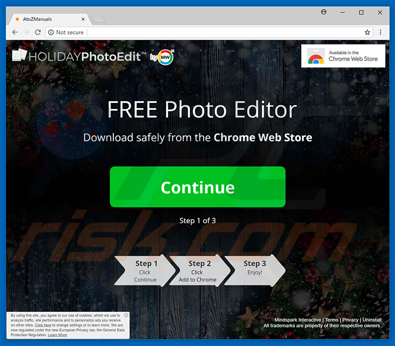 Website used to promote HolidayPhotoEdit browser hijacker