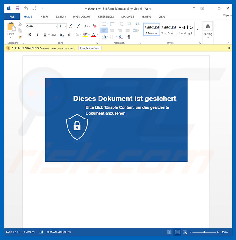 Malicious attachment distributing Kronos