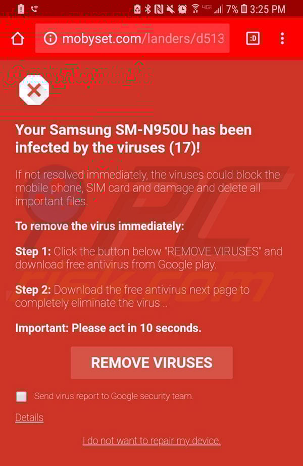 Mobyset.com website displayed in android device
