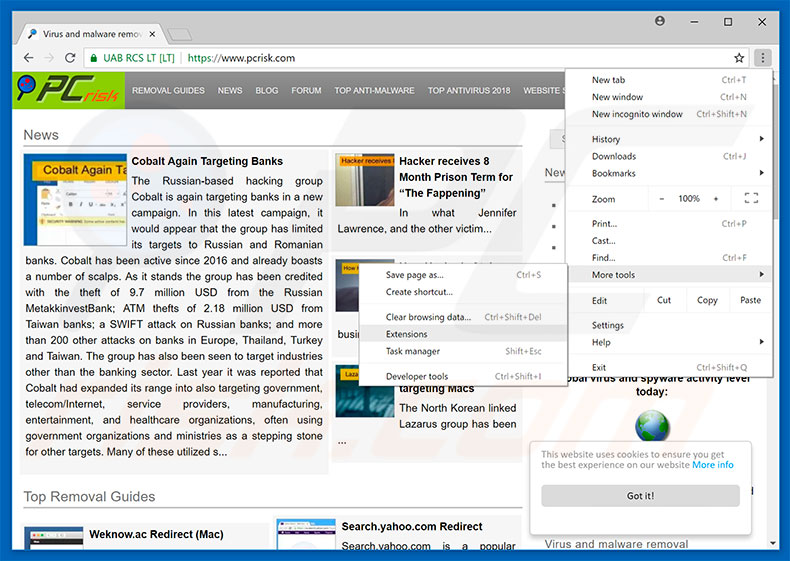 Removing mobyset.com  ads from Google Chrome step 1