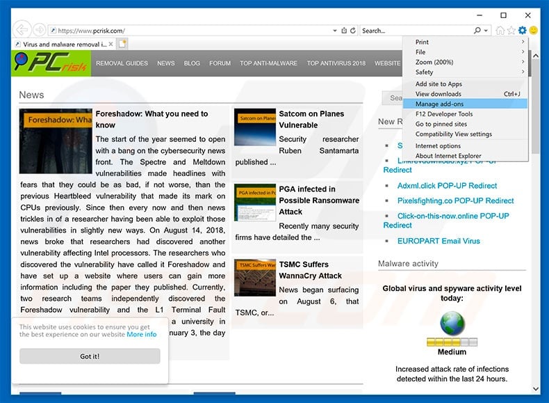 Removing Mp3tag ads from Internet Explorer step 1