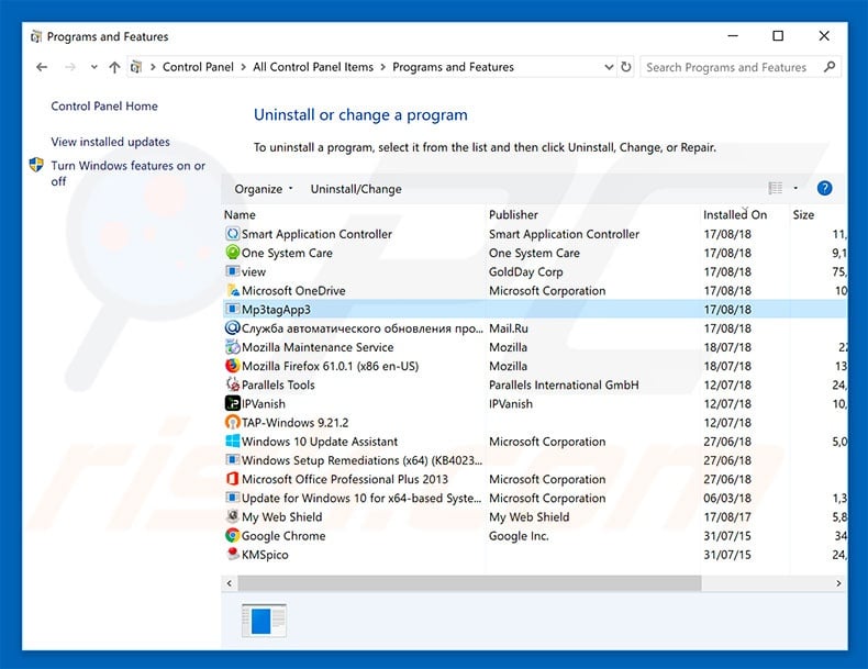 Mp3tag adware uninstall via Control Panel