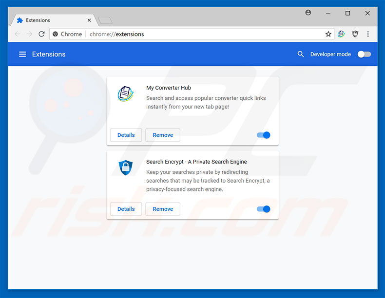 Removing search.hmyconverterhub.com related Google Chrome extensions