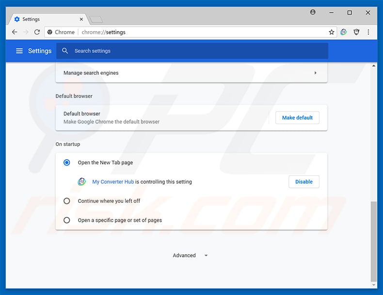 Removing search.hmyconverterhub.com from Google Chrome homepage